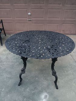 Mid Century Heavy Duty Cast Iron Outdoor Patio Dining Table