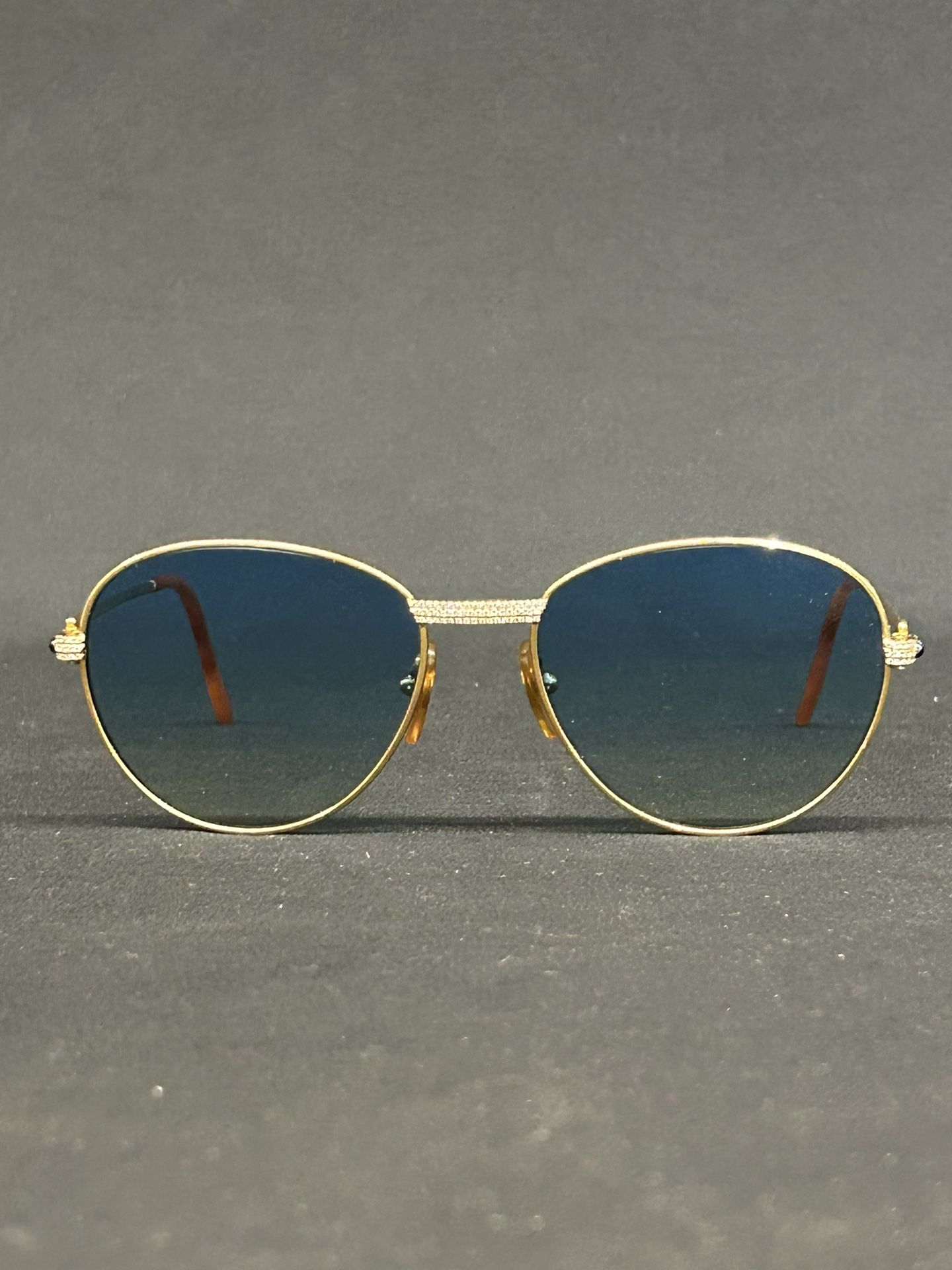 Custom Vintage Cartier Romance Louis Gold Rim Diamond Frames Glasses Sunglasses