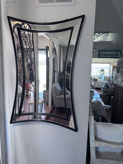 PIER 1 MIRROR 32”l x 48”h (see original price on sticker) THIS IS A HEAVY MIRROR SOLID WOOD $50.00