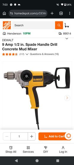 DEWALT
9 Amp 1/2 in. Spade Handle Drill Concrete Mud Mixer