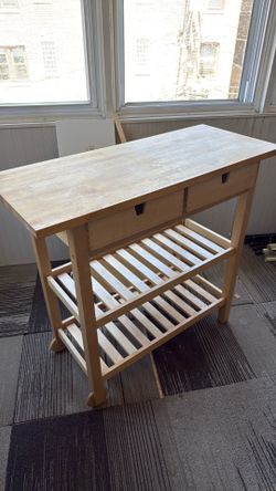 Solid wood island with drawers