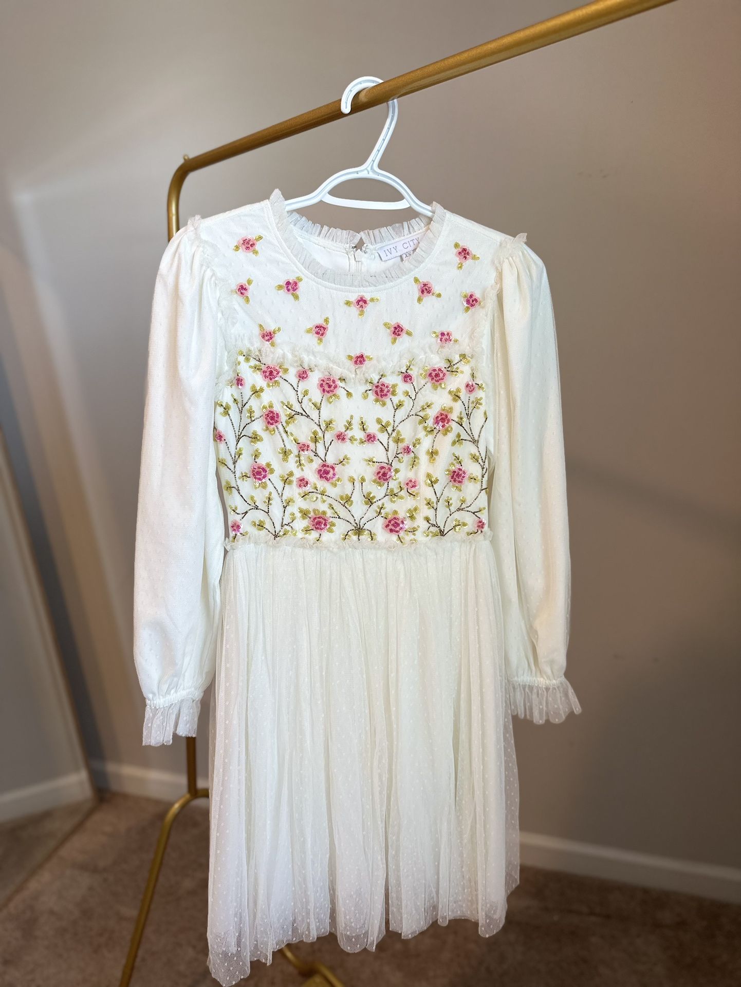 Ivy City Primrose Dress White/pink XS