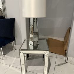 Mirrored Table And Big Lamp