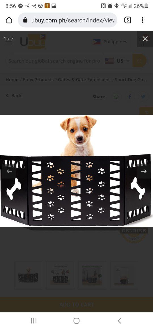 Short Dog Gate | Freestanding Decorative Pet Gates | Foldable Gate | Dog Gate for Doorways
