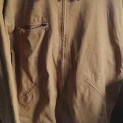 Vintage JB Hunt Blanket Lined Canvas Wool bomber Jacket Men's Size L Brown
