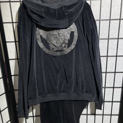 Versace Velour Medusa Suit Hoodie and Pants Size 6XL Black