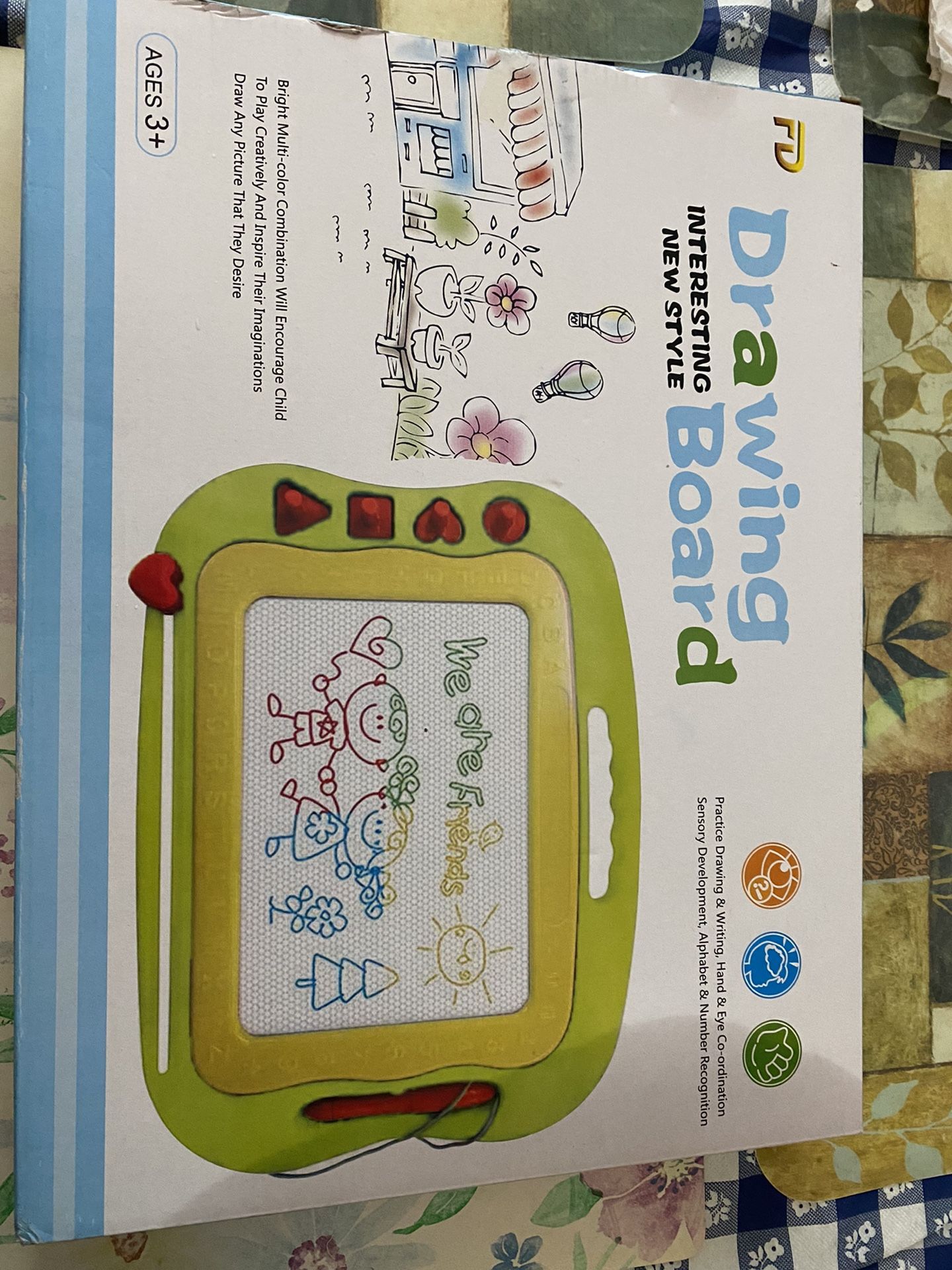 Magnetic Drawing Board for Toddlers, Travel Size Kids Magnetic Drawing Board with Pen & 4 Stamps, Large Etch A Magnet Sketch Pad Educational Learning