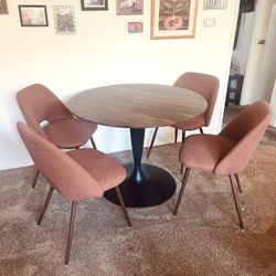 Dining Table Set with 4 Chairs Midcentury Style