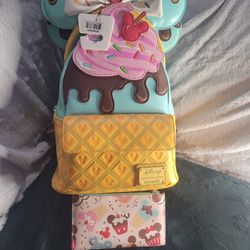 Mickey Sundae Ice cream Loungefly Set Bag Purse