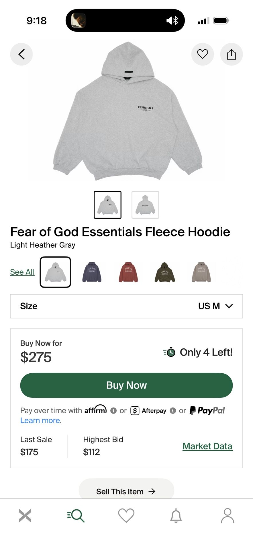 Essentials men’s hoodie