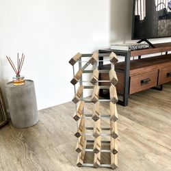 Wood And Metal 12 Bottle Wine Rack