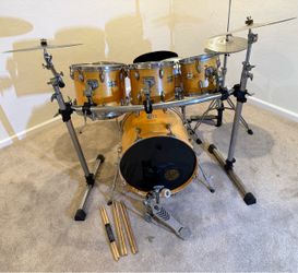 All maple 6 piece complete drum set by Peace Zildjian new quiet cymbals stands hihat cage new throne DW pedal $575 cash  in Upland 91784