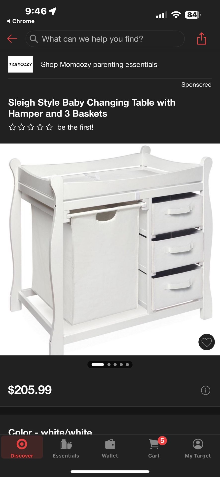 Badger Basket Drawers Diaper Changing Table with Hamper an