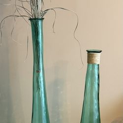 2 Tall Glass Vases. 39” And 47”