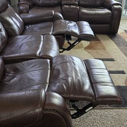 Brown Leather 100% Power RECLINERS