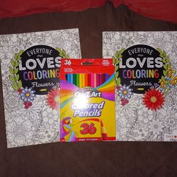 New ADULT COLORING BOOKS AND PENCIL COLORS $3 EACH