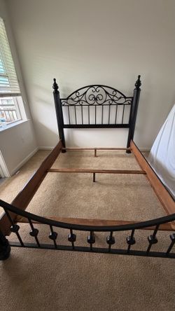 Wood & Iron Queen Bed frame