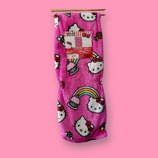 Hello Kitty Rainbow Cupcake & Mushroom Throw Blanket