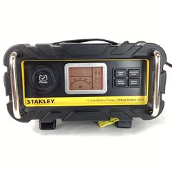 STANLEY Fully Automatic 15 Amp 12V Bench Battery Charger/Maintainer with 40A Engine Start, Alternator Check, Cable Clamps - BC15BS