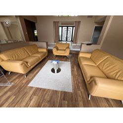 3 Piece Soft Set Leather Modern Design