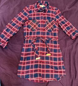 Michael Kors dress Texan style red and blue square design - size M