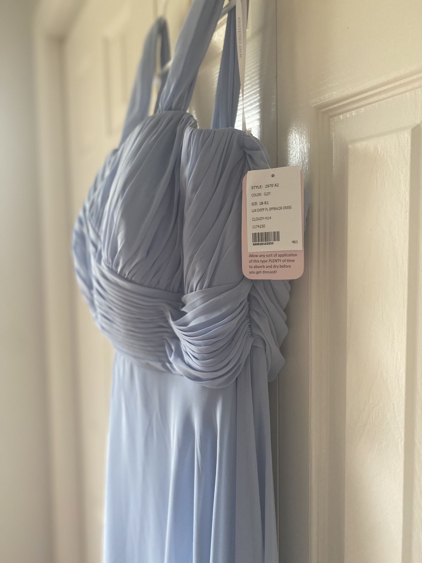 Bridesmaid Dress— Off-the-Shoulder Draped Chiffon Maxi 