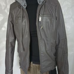 J2 Faux Leather Moto Jacket w/ Detachable Hood