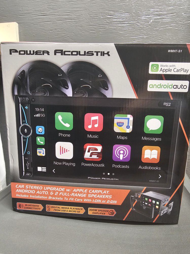 NEW CAR STEREO POWER ACOUSTIK WITH 2 6.5 SPEAKERS 1-DIN OR 2-DIN  