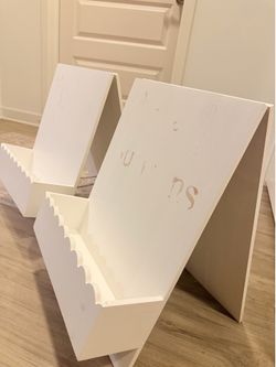 White standing wood boards