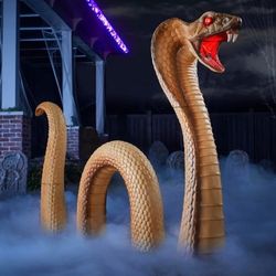 48 in. Halloween Giant Snake Yard Decoration with LED Lights