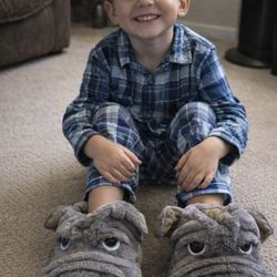 Fun Bulldog Slippers Womens 5 KIDS 3.5