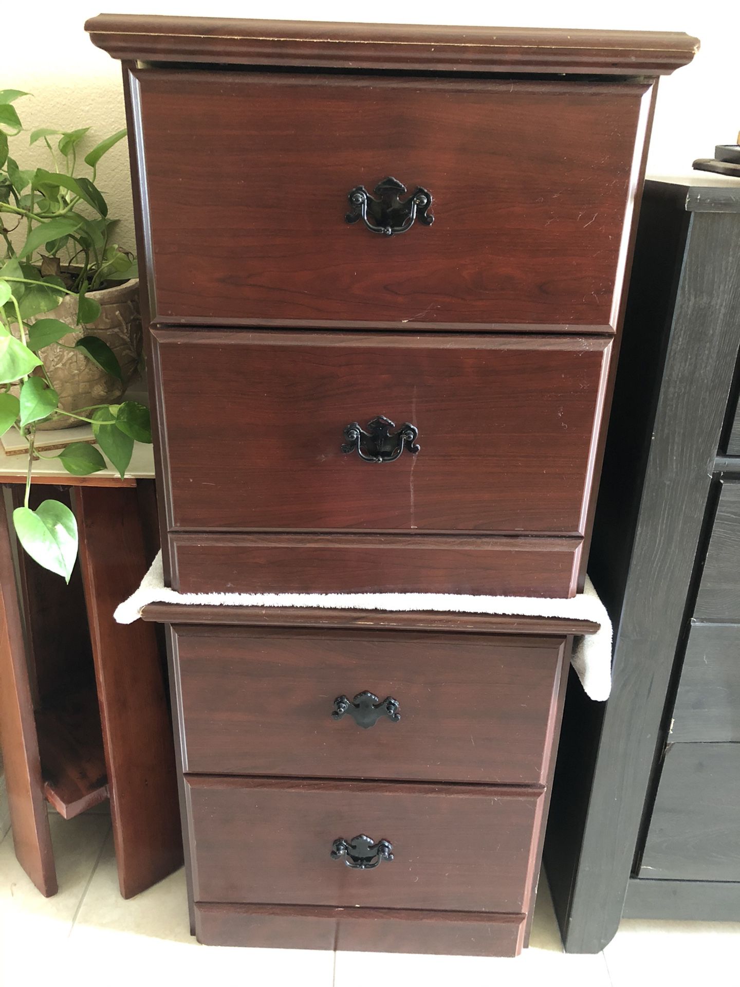 Cherrywood bed/night stands (2)