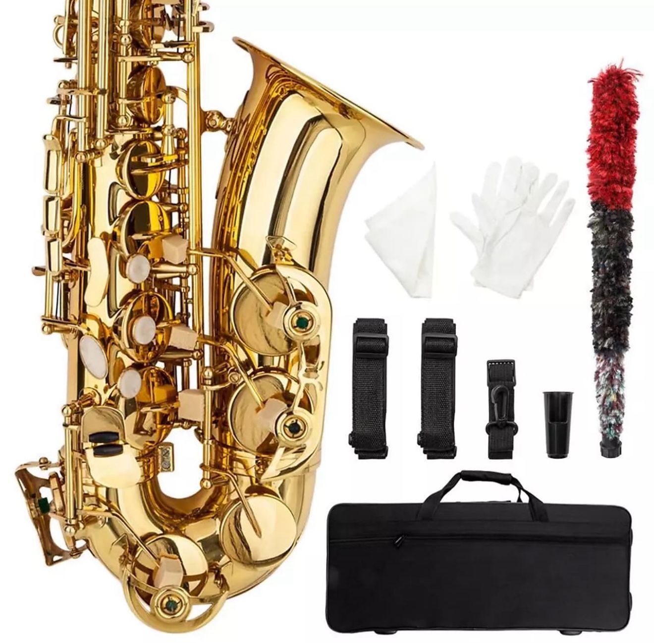 New Gold Saxophone Eb Sax Alto E Flat Brass with Mouthpiece & Accessories