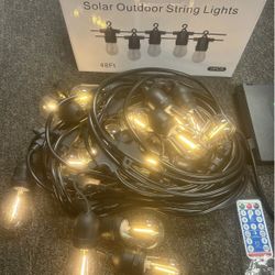 48FT Solar String Light With 15 Bulbs Warm White