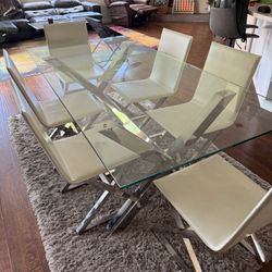 6 Seat modern Glass Dinning Table 
