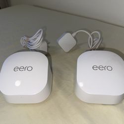 2 eero - 6+ Dual-band Mesh Wi-Fi 6 System router/extender with two gigabit Ethernet ports. In good working condition 