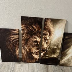 4 Panel Wall Art Lion 