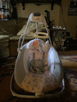 Ingenuity SimpleComfort Lightweight Compact 6-Speed Multi-Direction Baby Swing, Vibrations & Nature