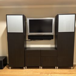 2 IKEA Black-Brown Tall Storage Cabinets