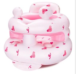 Inflatable Baby Seat for Babies 3-36 Months，[Squeaky Sound & Anti-Fall Design] Inflatable Chair with Sound-Making Ears, Baby Seat for Sitting-Up Pract