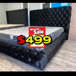Queen Size Black European With Ortho Mattress