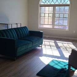 Teal Velvet Couch