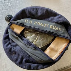 Vintage US coast guard beret flat cap hat military 