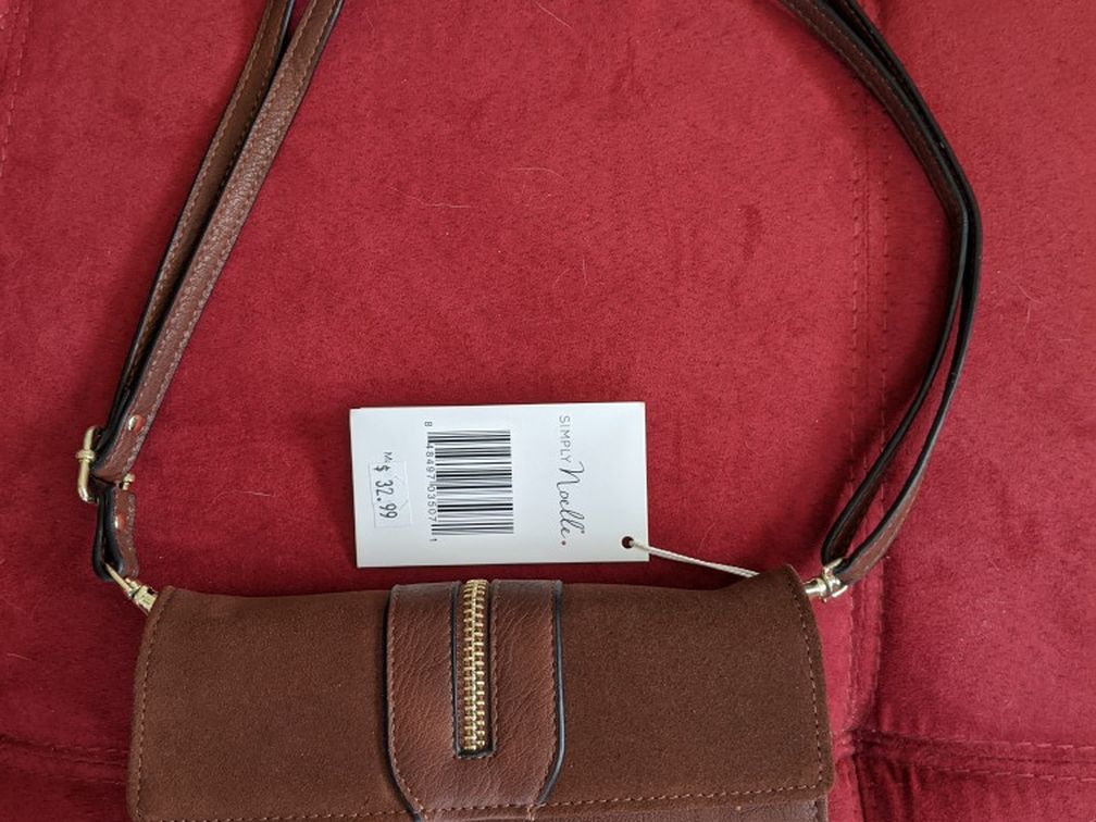 Very small brown Simply Noelle purse, wallet or clutch with removable AND smaller strap