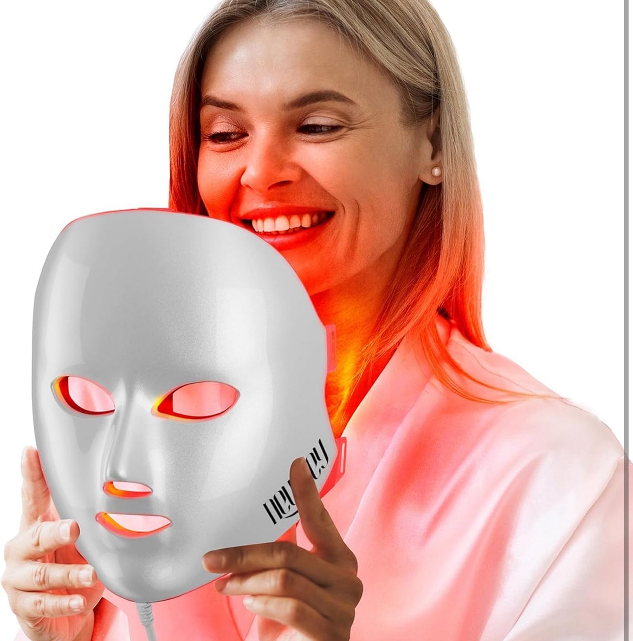 NEWKEY Red Light Therapy Mask for Face,7 Colors LED Face Mask Light Therapy, At-Home Photon Skin Care Beauty Mask for Anti Wrinkles Acne Reduction