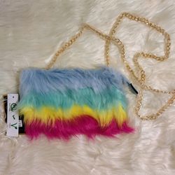 Multicolored Faux Fur Crossbody Bag
