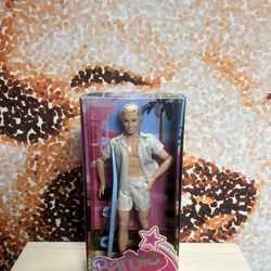 Barbie The Movie Ken Doll Wearing Pastel Striped Beach Matching Set 