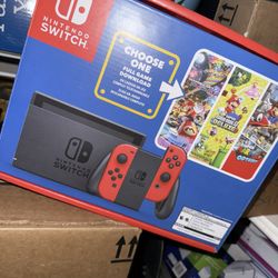 Nintendo Switch Bundle with Mario Kart, Fully Functional with Original parts (dock, Controllers, Wires, Box) And Mario Kart Plus A Free Case 