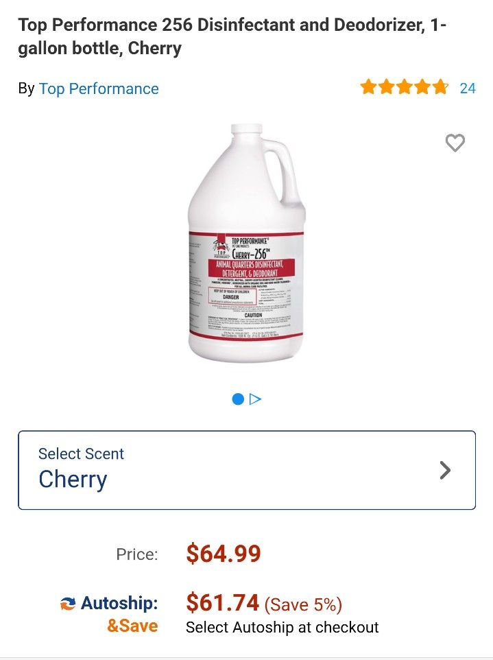 Top Performance 256 Disinfectant and Deodorizer, 1-gallon bottle, Cherry