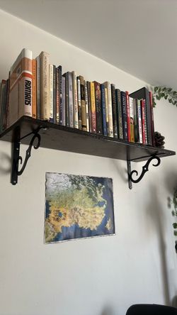 Wooden wall mounted book shelf